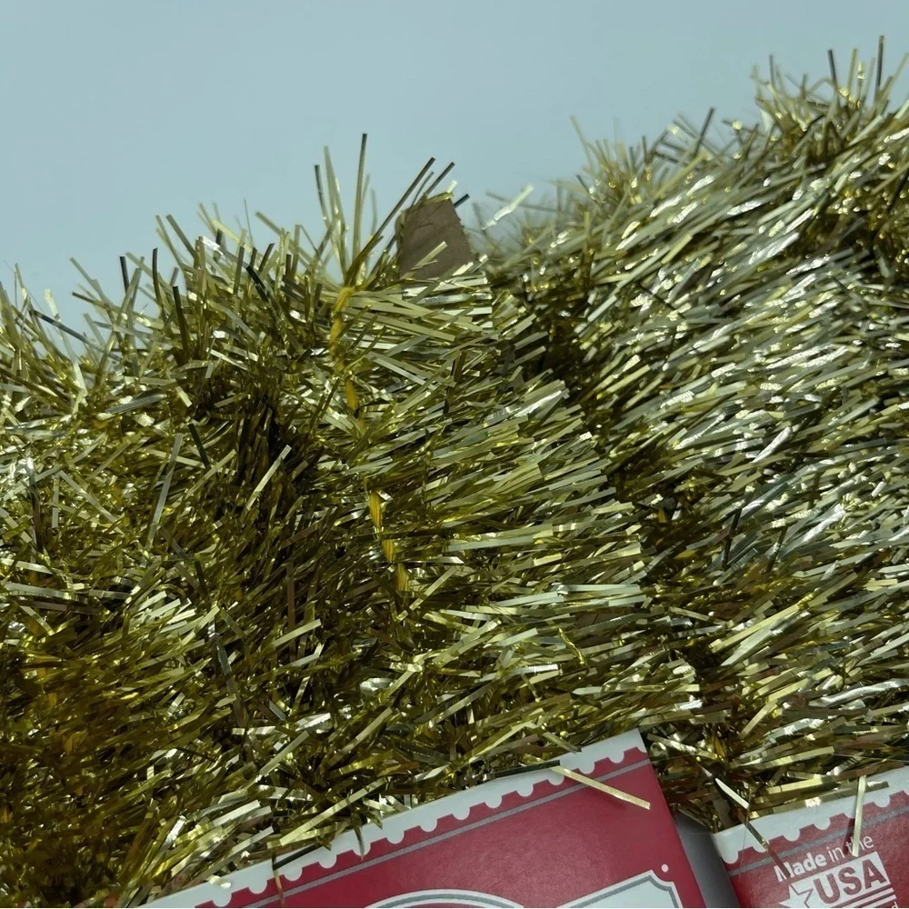 Tinsel Garland Gold 12 Feet Each Set of 3 Lightweight Holiday